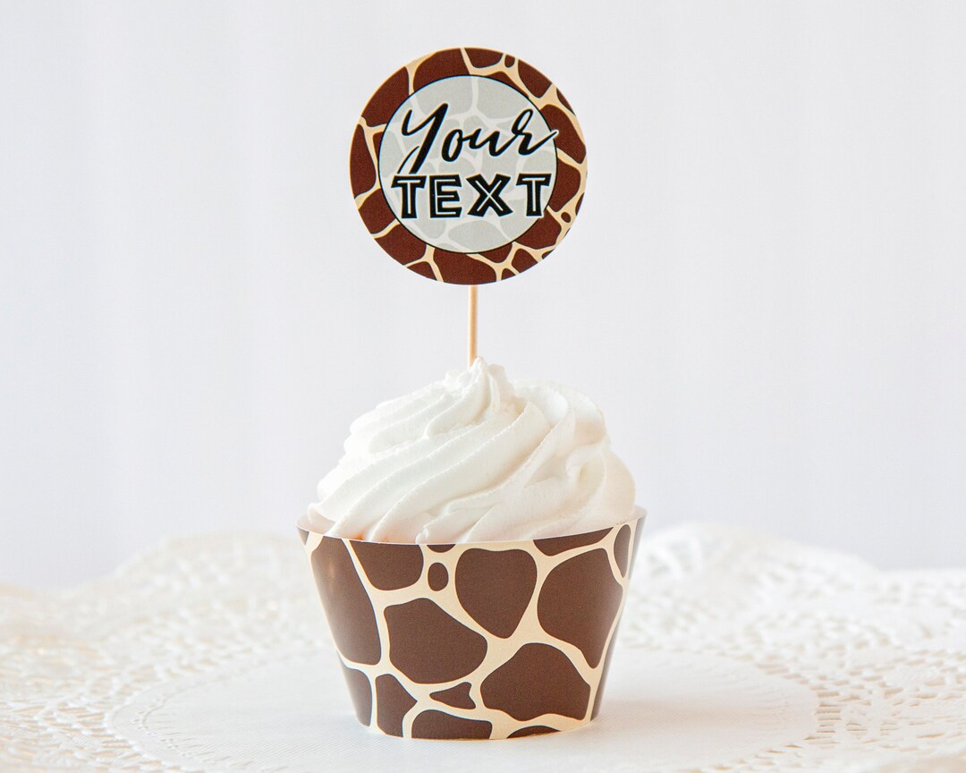 Giraffe Print Cupcake Wrappers Toppers PRINTABLE Wrappers - Etsy