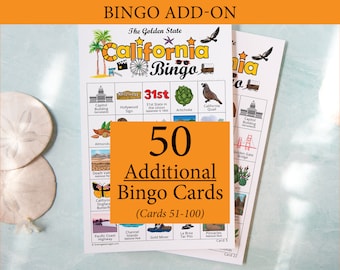 ADD-ON: 50 additional California Bingo cards (numbered 51-100) to go with the original game that is sold separately