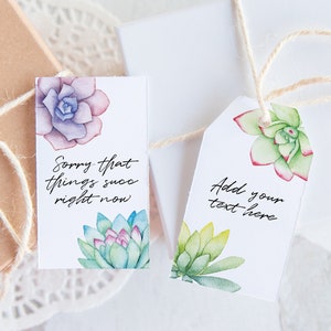 Succulent Gift Tags - PRINTABLE favor tags that you can edit in Corjl (a free website). Colorful watercolor succulents for "succs" puns etc.