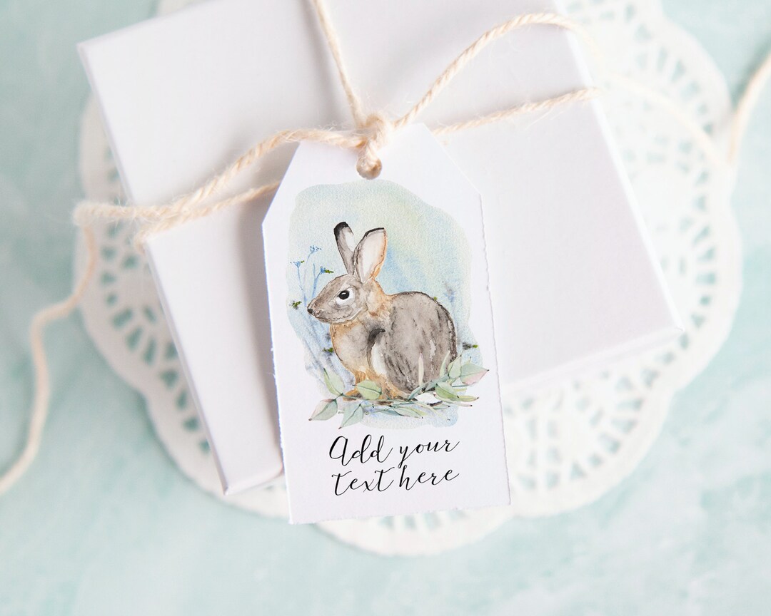 Rabbit Gift Tag PRINTABLE Gift Tags, Easter Bunny, Custom Message ...