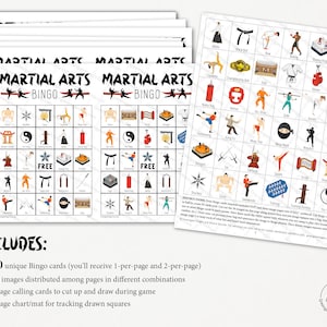 Martial Arts Bingo: PRINTABLE 50 Cards, Bingo Pdf Game, Party Game ...