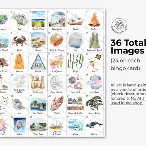 Coastal Bingo - 50 PRINTABLE Unique Cards. Instant Digital Download PDF. Beautiful Artwork for ...