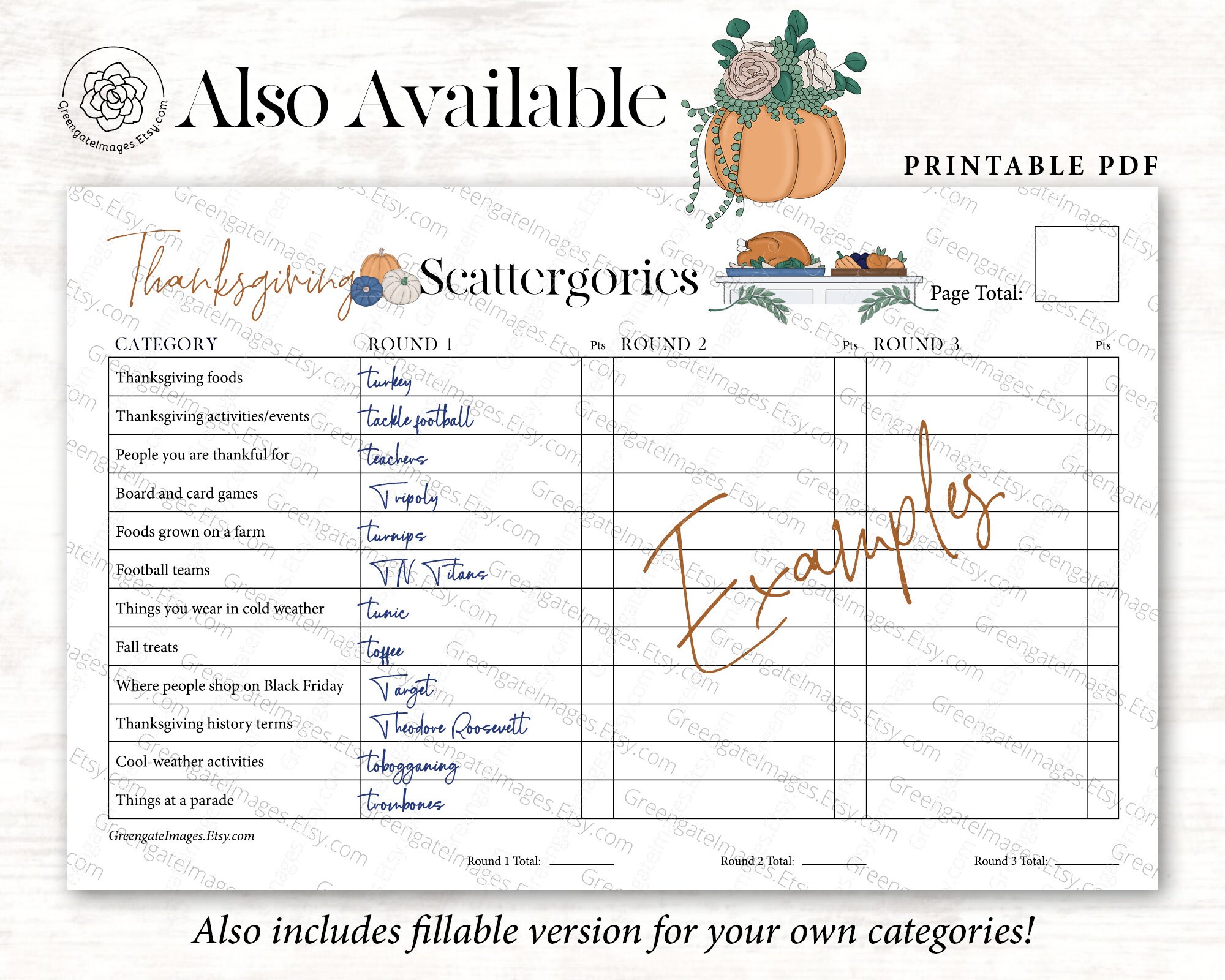 Thanksgiving Bingo Cards: Printable bingo cards black and | Etsy