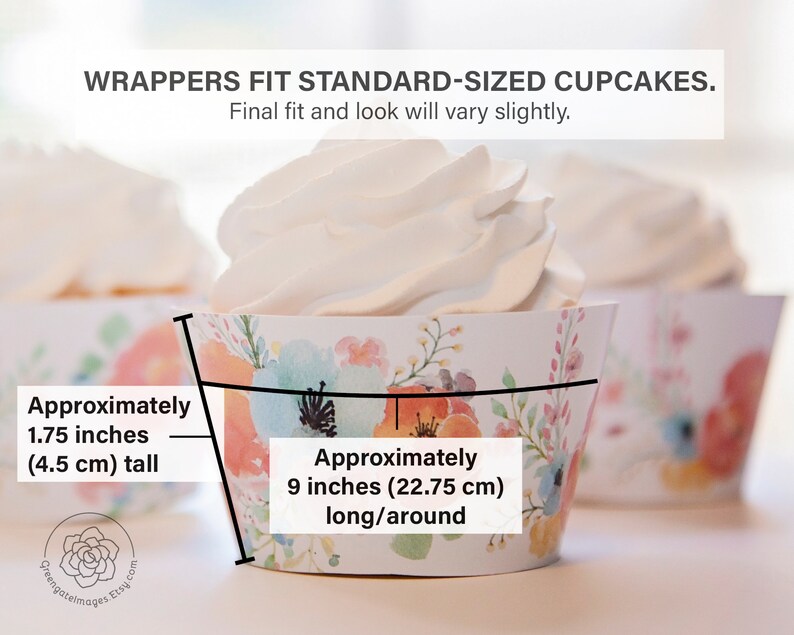 Printable Cupcake Wrappers Spring Floral Watercolor Design - Etsy