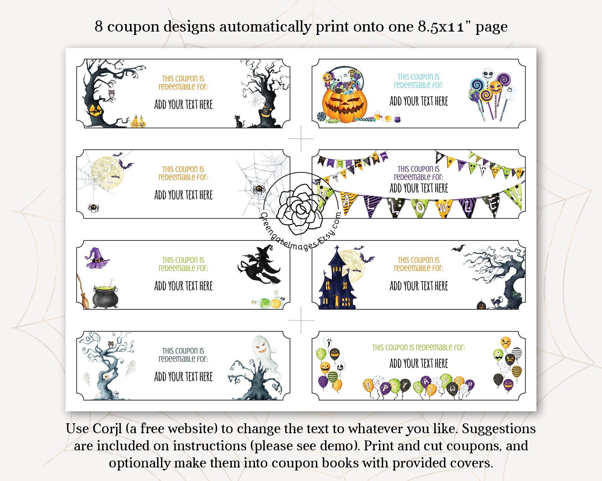 Halloween Coupon Template Printable coupon book editable Etsy