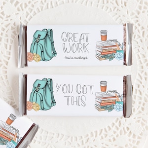 School Candy Bar Wrappers - PRINTABLE Custom chocolate wrap, editable in Corjl personalized candy label, high school girl, college student