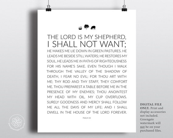 Psalm 23 Wall Art Psalm 23 Printable The Lord Is My Etsy