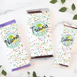 Birthday Candy Bar Wrappers - PRINTABLE instant download. King size XL candy bar. Large candy bar wrapper. chocolate chocolate bar wrapper.