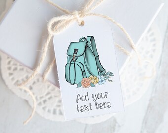 Backpack Gift Tag - PRINTABLE Corjl template. Favor bag tag, hang tag, school backpack blessing, teacher thank you gift, teens & older kids.