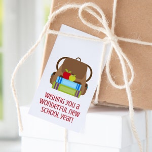 School Gift Tag Template - PRINTABLE favor bag hang tag. Editable in Corjl. Backpack Blessing, classmates, teacher thank you, personalized.