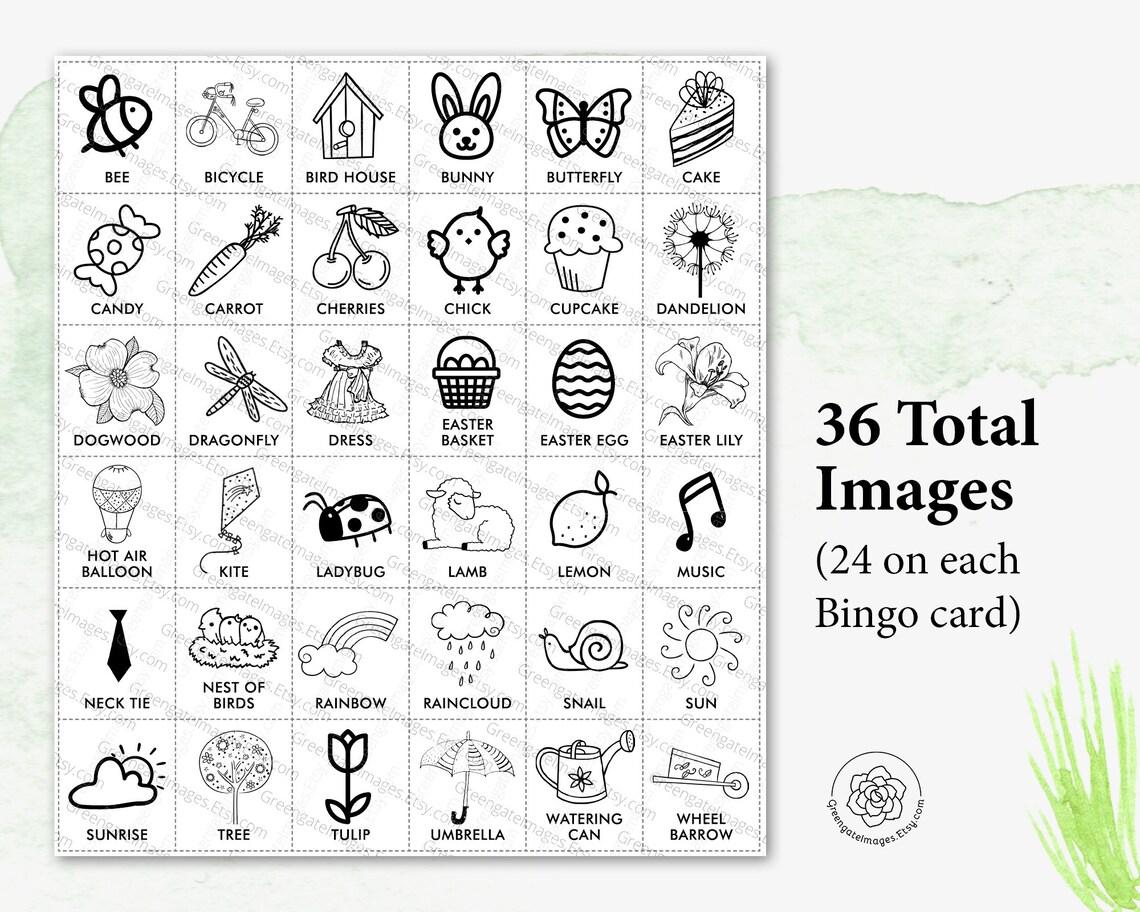 Easter Bingo Cards Printable Bingo Cards Black and White 50 Etsy