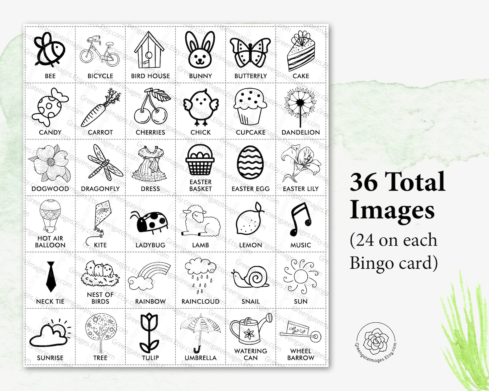 Easter Bingo Cards Printable Bingo Cards Black and White 50 Etsy