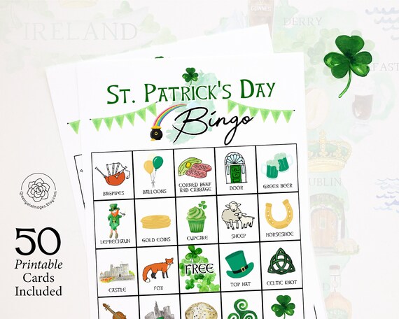 St. Patrick's Day Bingo Cards: Printable bingo cards 50