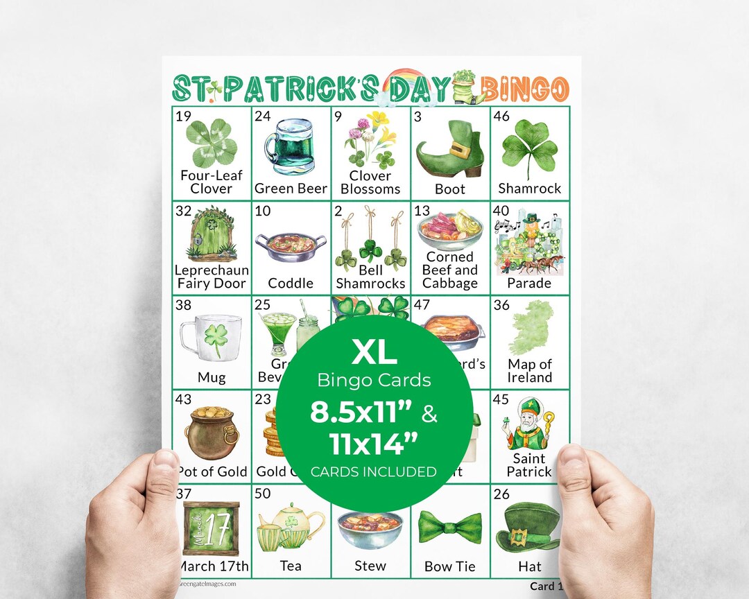 LARGE PRINT St. Patrick's Day Bingo - 50 Printable Unique Cards ...