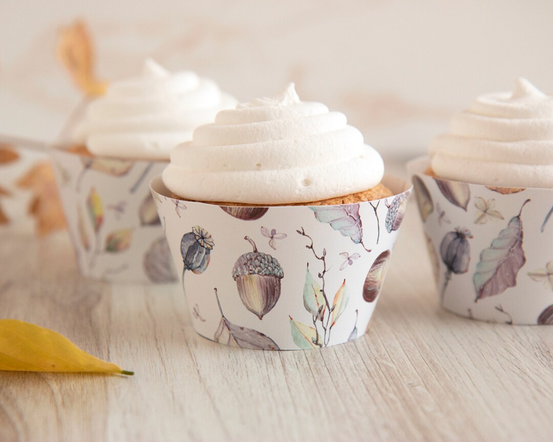 Rustic Fall Cupcake Wrappers Printable PDF, Instant Download, Cupcake
