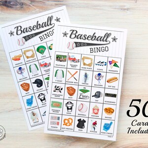 Baseball Bingo: PRINTABLE 50 Cards, Bingo Pdf Game, T-ball Fan Party ...