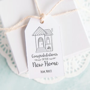 Housewarming Gift Tag - printable gift tag, editable corjl, favor bag tag, hang tag, black and white, new home, congratulations home ideas