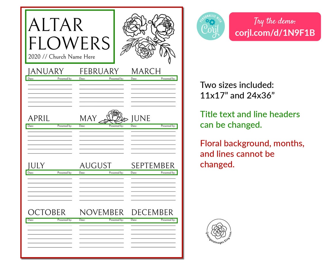 Church Flowers Poster 11x17 and 24x36 Altar Etsy