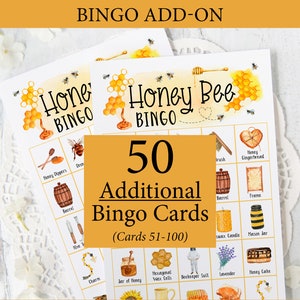 ADD-ON: 50 additional Honey Bee Bingo cards numbered 51-100 to go with the original game that is sold separately image 1