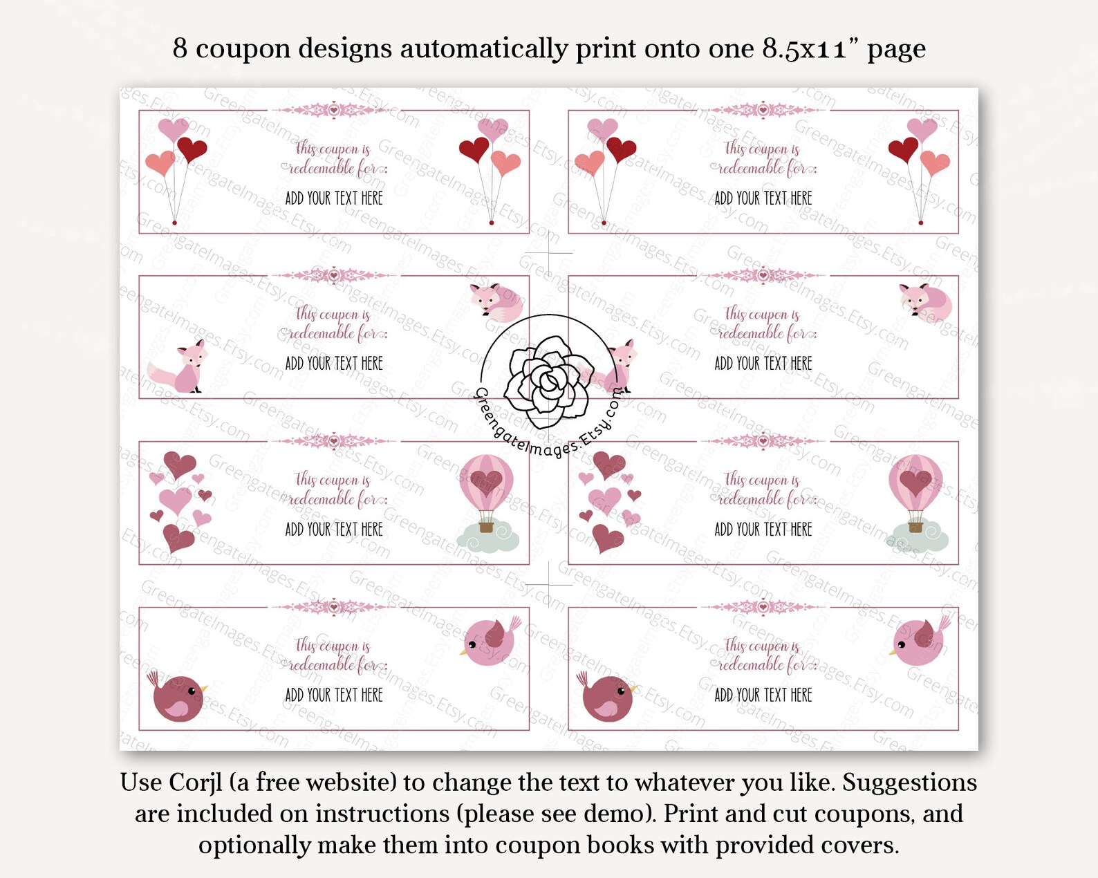 Valentine Coupon Template: Printable Coupon Book, Editable Coupons, Diy
