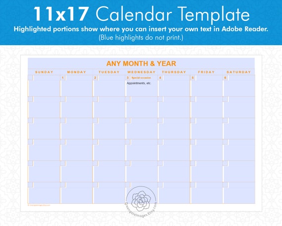 11x17 Calendar Template Excel | HQ Printable Documents