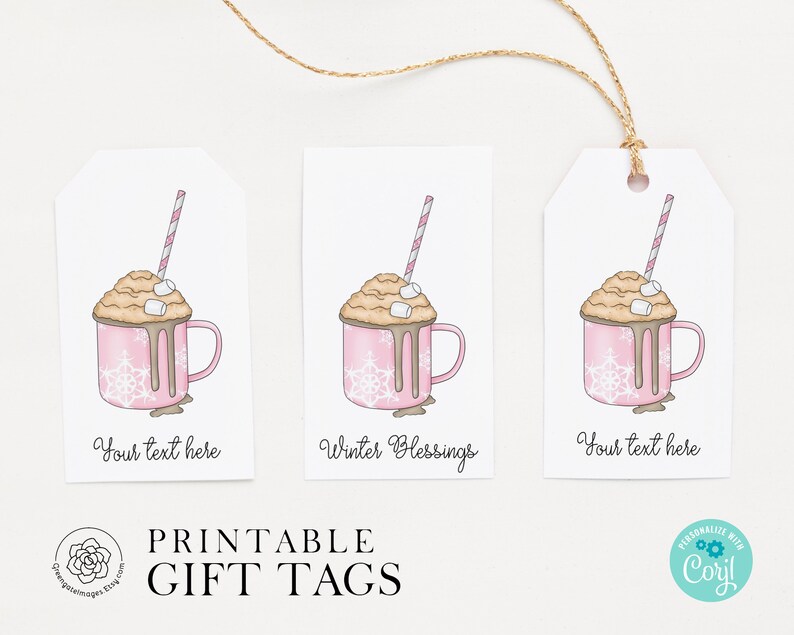 Hot Chocolate Gift Tag PRINTABLE CORJL editable favor bag | Etsy