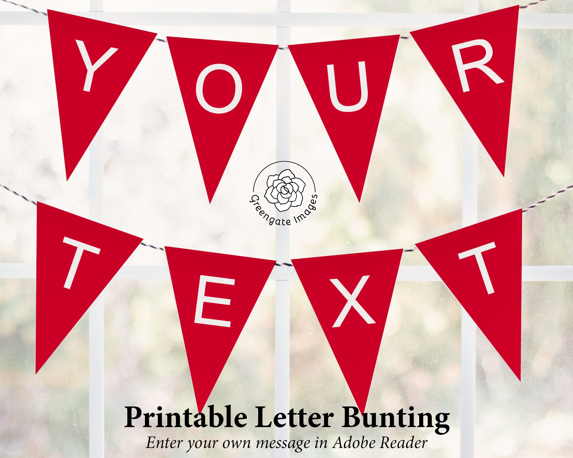 Red Letter Banner - PRINTABLE, Editable Banner PDF. Instant Digital ...