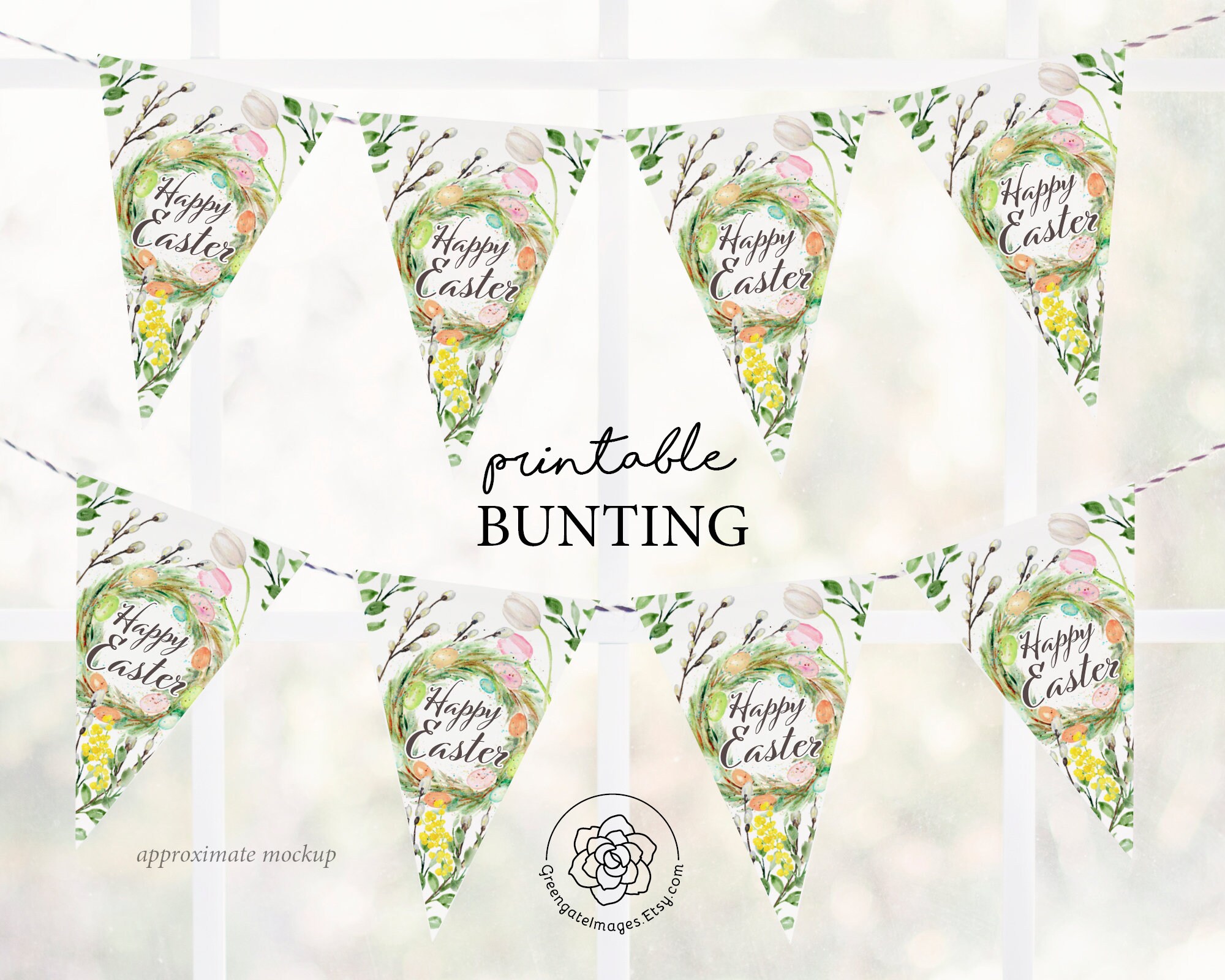 Easter Bunting PRINTABLE Banner Flags Instant Digital | Etsy