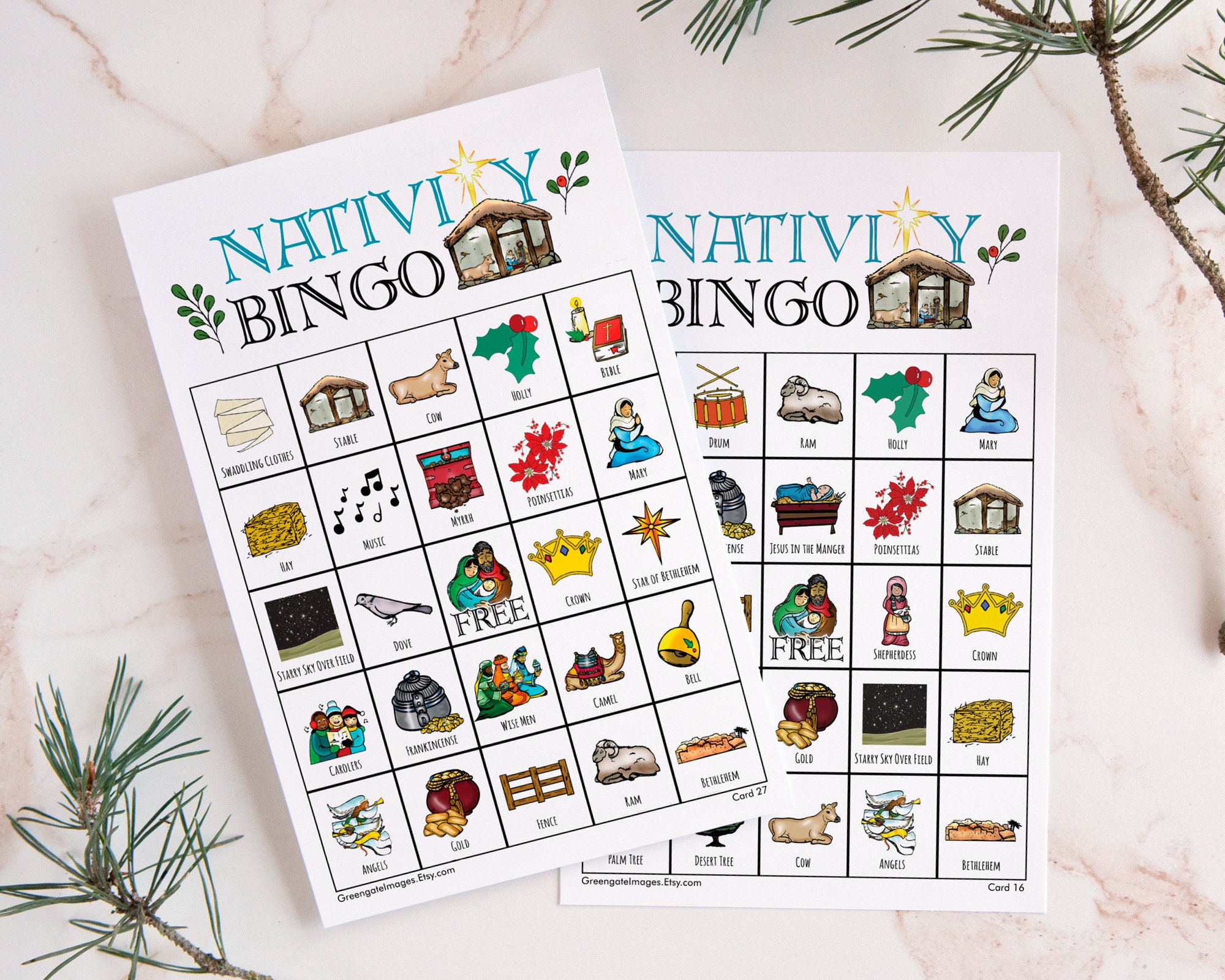 Nativity Bingo Cards: Printable Christmas Bingo 50 Cards - Etsy