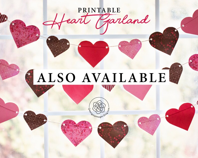 Heart Garland Printable Hearts Valentine's Idea Party - Etsy