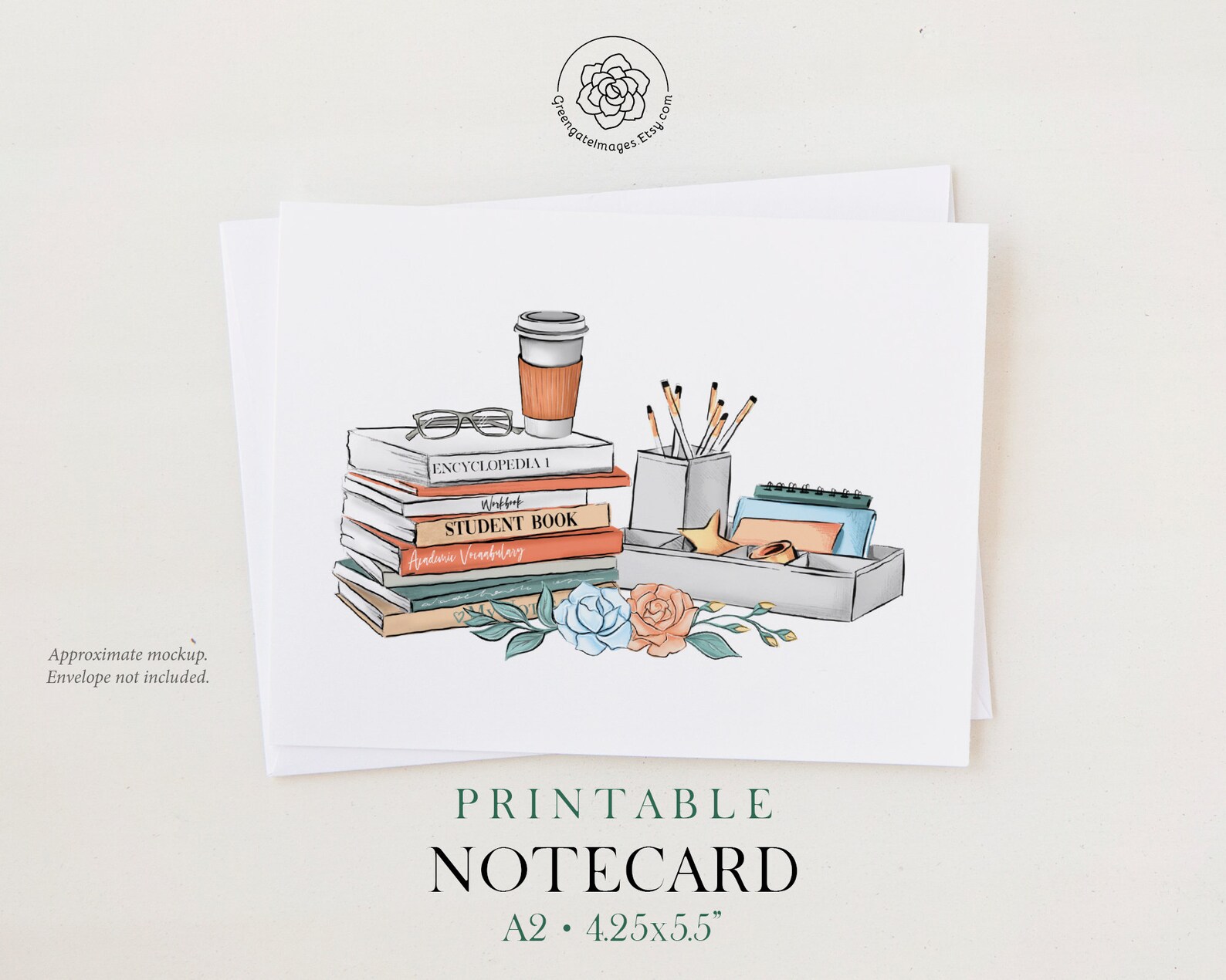 School Note Cards PRINTABLE notecard Instant Download PDF. | Etsy
