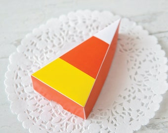 Candy Corn Halloween Favor Box PRINTABLE PDF - Cute simple design, instant digital download. Perfect for small gift giving and treats.