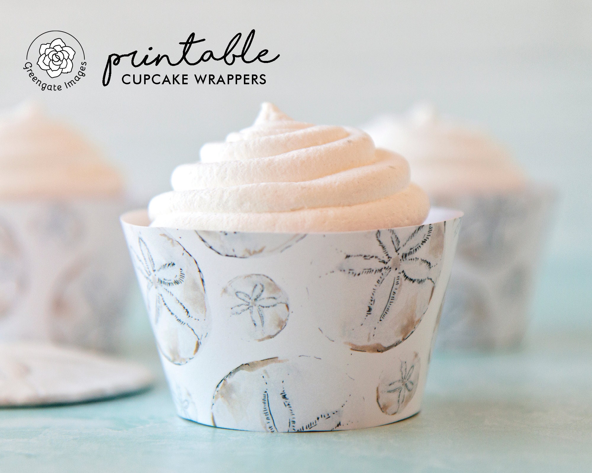 Sand Dollar Cupcake Wrapper - PRINTABLE Instant Download PDF ...