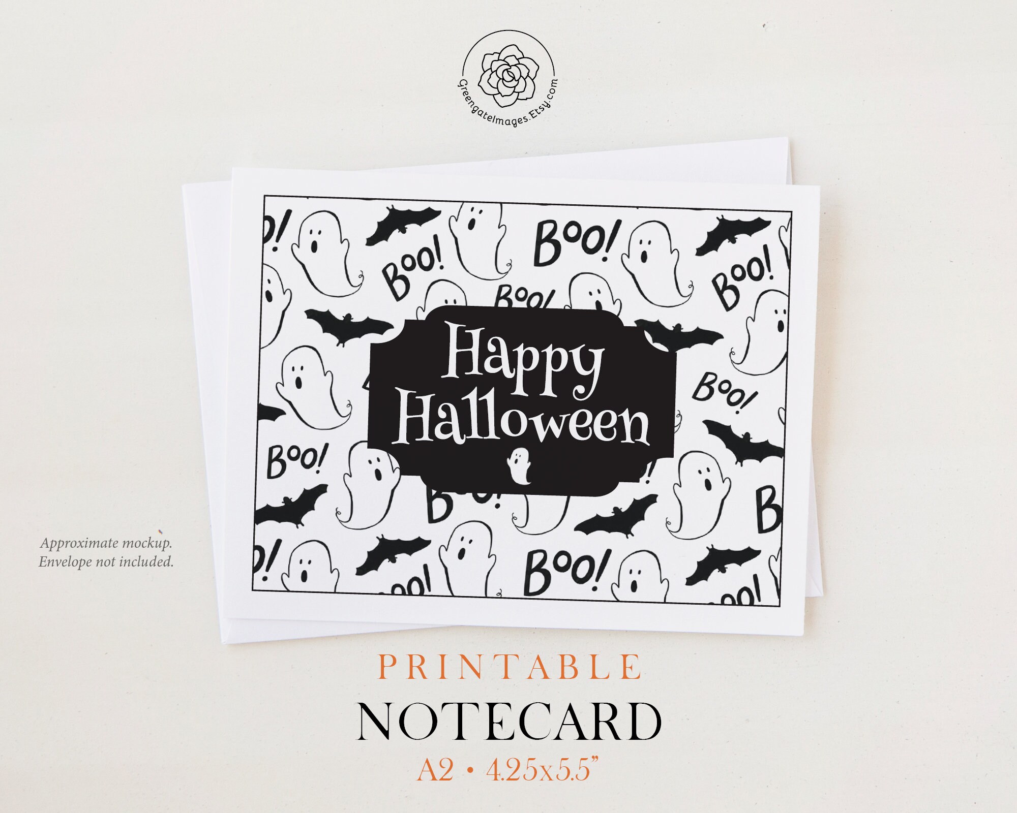 Halloween Card PRINTABLE note card Instant Download PDF. | Etsy
