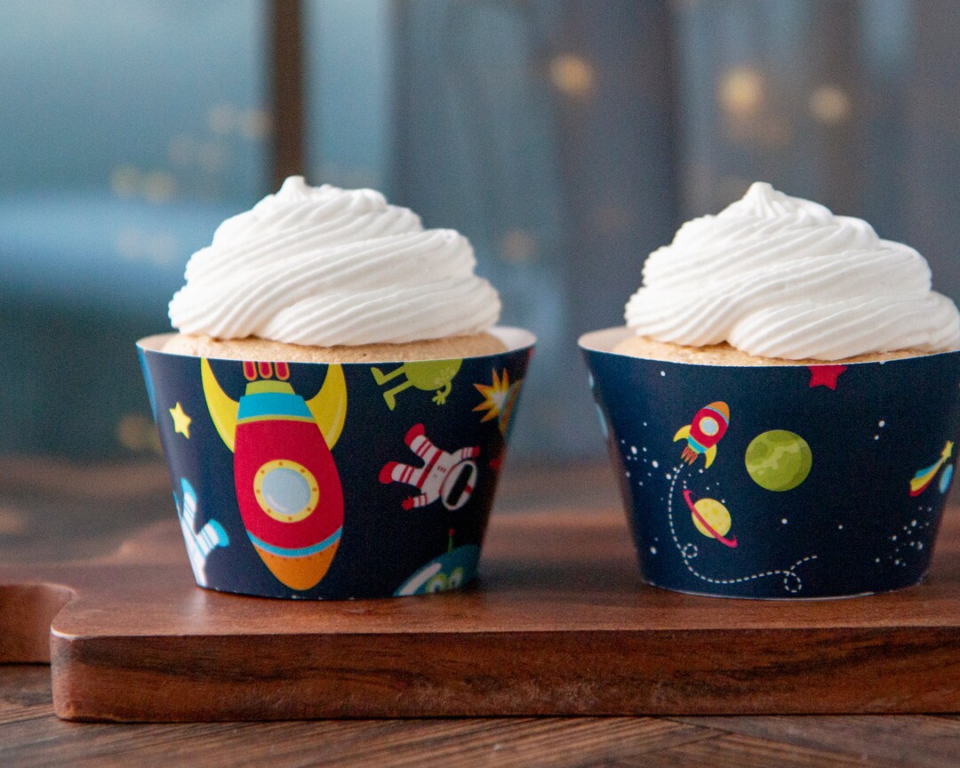 Outer Space Cupcake Wrapper Duo - PRINTABLE Instant Download PDF. Two ...