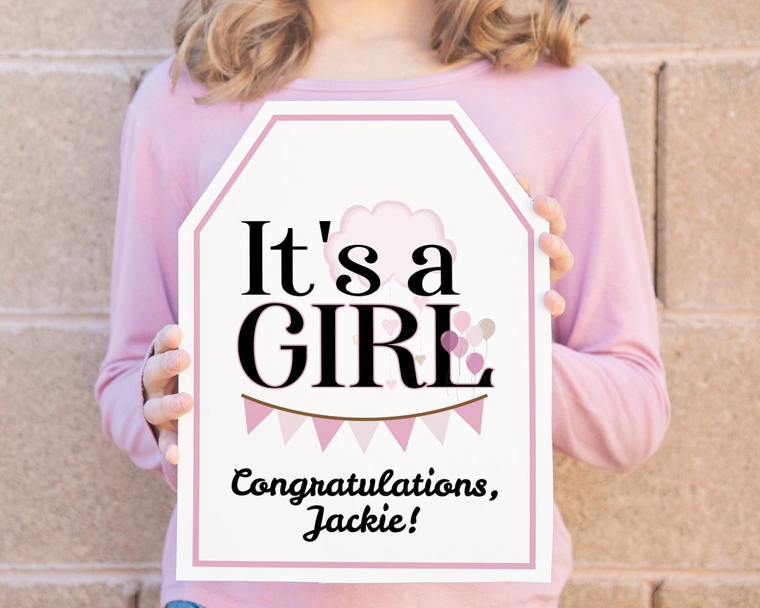 It's a Girl XL Giant Gift Tag PRINTABLE &amp; Editable in Corjl. Extra ...