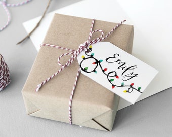 Christmas Gift Tags - Corjl editable, favor tags, printable hang tags, colorful, 2x3.5 inches, bag tags, christmas ideas, editable name text