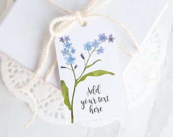 Forget-Me-Not Gift Tags -printable gift tag, editable corjl, favor bag tag, hang tag, botanical, mother's day ideas, bridal shower, birthday