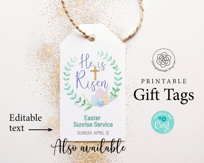 easter gift tags christ is risen christian church favor etsy