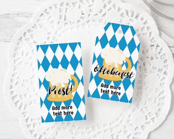 Oktoberfest Gift Tag - Printable gift tag, favor tag, hang tag, edit in Corjl, octoberfest treat tag, beer mug bavarian, oktoberfest ideas