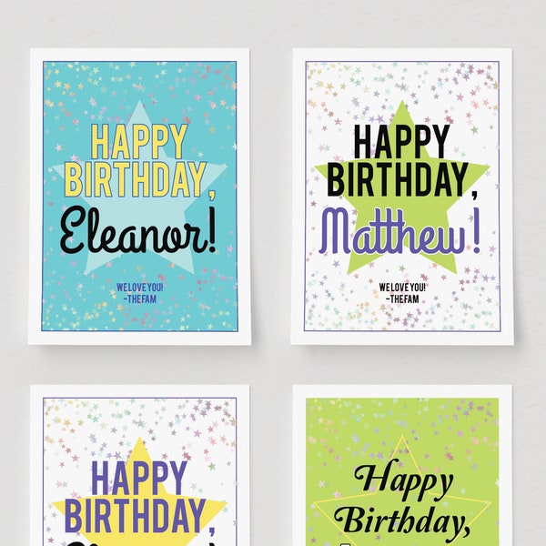 Editable Birthday Sign - editable corjl, 8.5x11 inch, custom colors, custom message, classroom birthday, office birthday, happy birthday