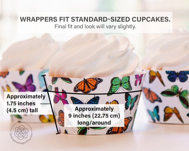 Butterfly Cupcake Wrappers Printable Cupcake Wraps Spring Etsy