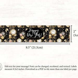 New Year's Water Bottle Label - Printable, Corjl Editable, Beverage ...