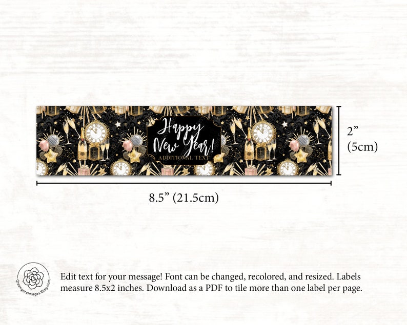 New Year's Water Bottle Label Printable Corjl Editable - Etsy