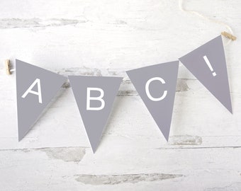 Gray Letter Banner - PRINTABLE, editable banner PDF. Instant digital download. Bunting letters for parties, messages, & celebration. TLB
