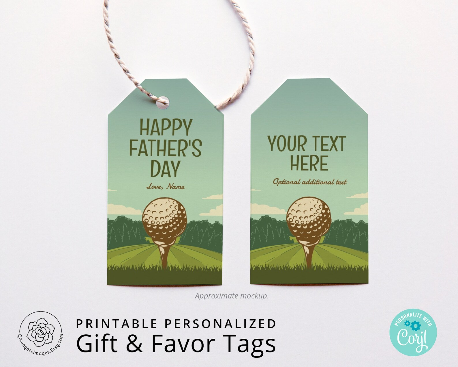 Golf Gift Tag Father's Day Gift Tags, Printable Gift Tag, Editable