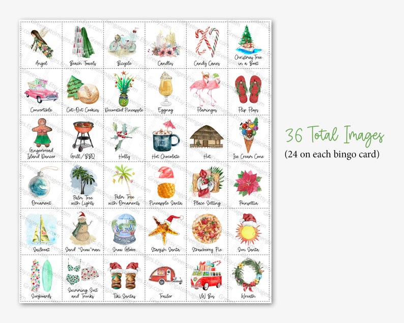 Tropical CHRISTMAS Bingo: 50 Printable Bingo Cards With Hawaii - Etsy