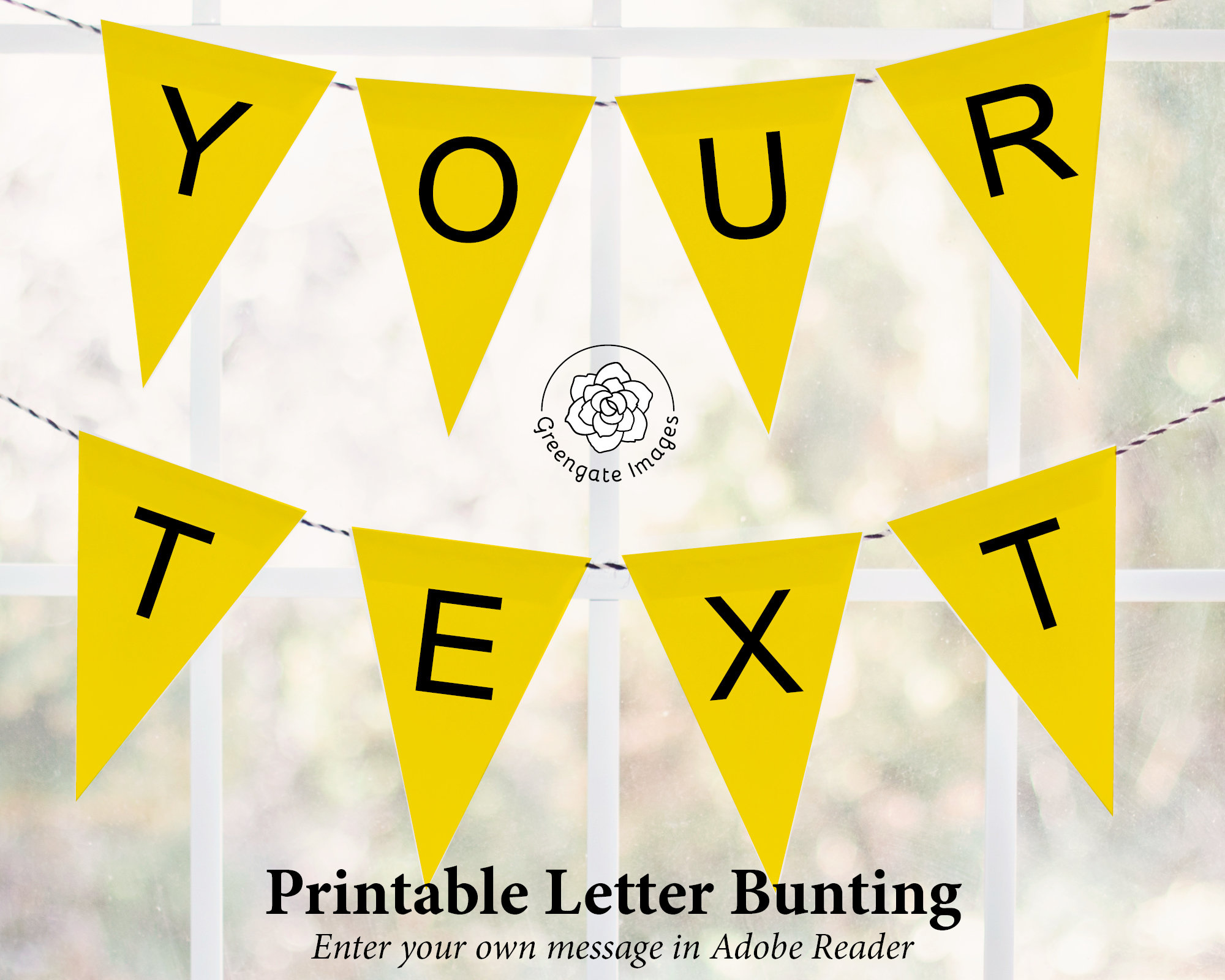 yellow letter banner bunting printable editable banner etsy