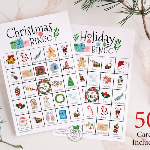 Printable Christmas Bingo Game Activity With 50 Unique Cards - Etsy