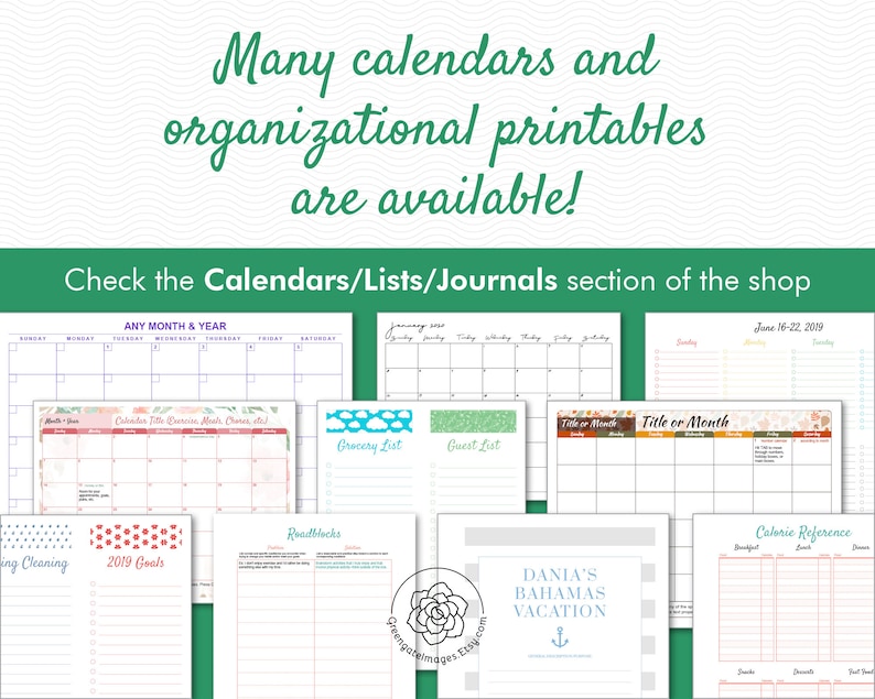 editable calendar pdf any year fillable printable monthly etsy